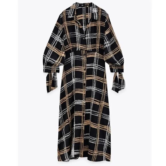 ZARA PLAID SHIRT DRESS  - Picture 6 of 9